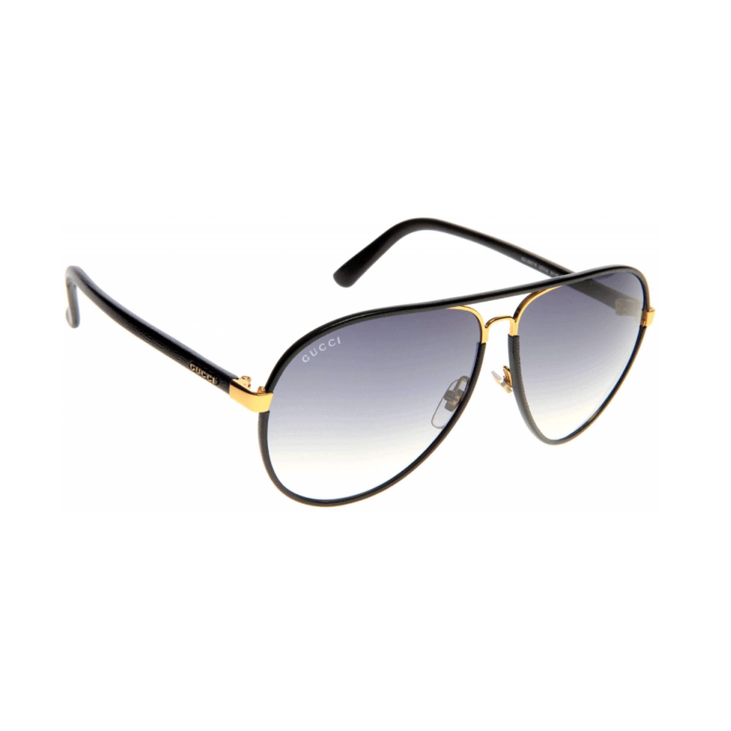 GUCCI AVIATOR SUNGLASSES UZAJJ BLACK LEATHER G2887S